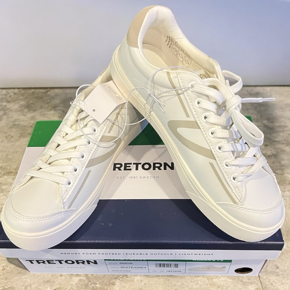 Tretorn White Low-Top Serve Sneakers New 7.5